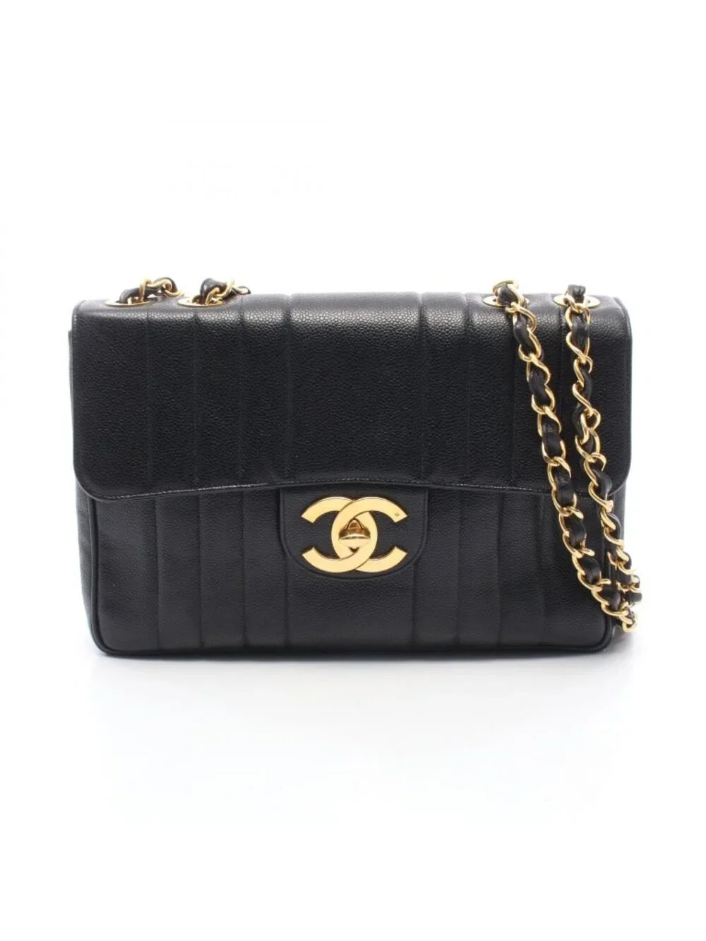 Chanel Shoulder Bag Mademoiselle Black Calf Chain